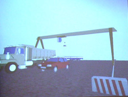 На контейнерной площадке установили тренажер-симулятор козлового крана